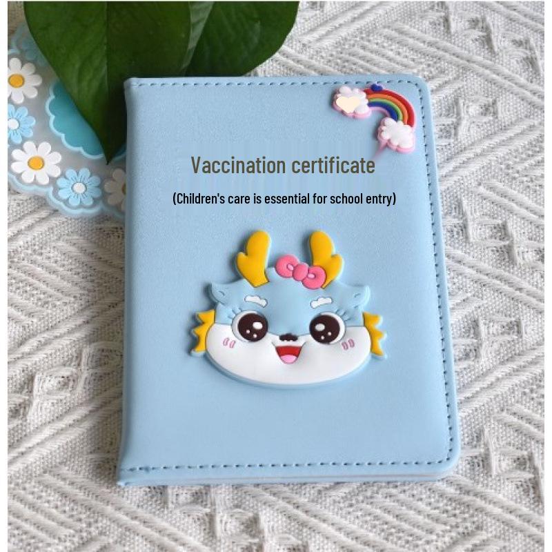 Dragon Baby Leather Case Set: Birth & Medical Certificate Protector with Vaccination Record Book.