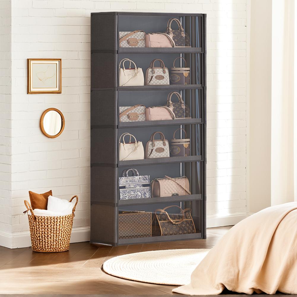 7 Tiers Shoe Rack Organizer with Lid  Storage Organizer with Clear Flip Door Shoe Storage Shelf Cabinet for Bags  Books