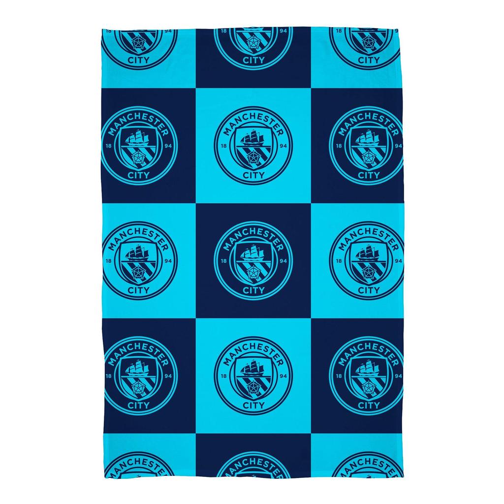 Manchester City FC Fleece Checkered Blanket