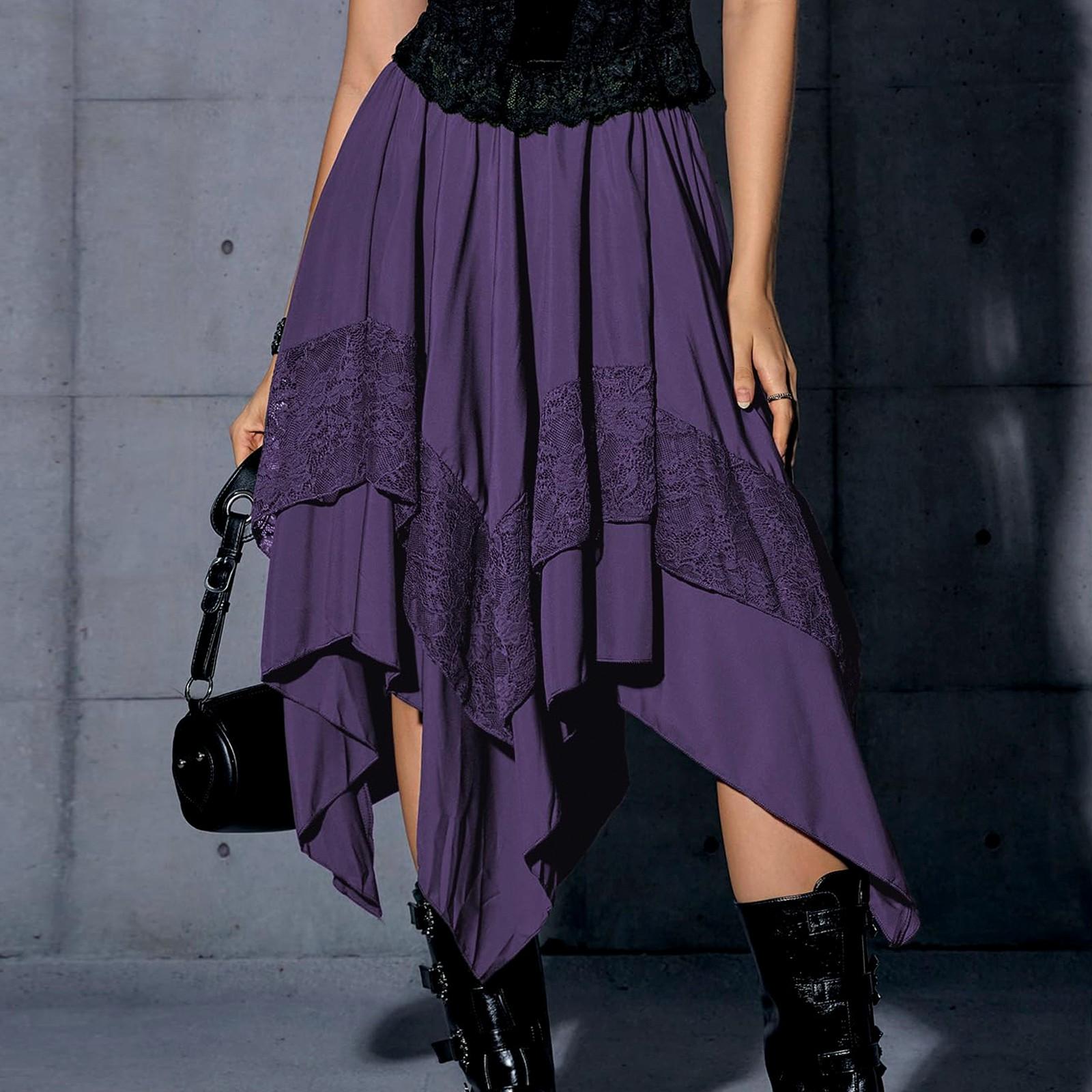 

Женская летящая юбка с контрастным кружевом, многослойная асимметричная миди-юбка S