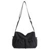 Zipper Closure Pleated Cloud Bag Large Capacity Nylon Crossbody Bag Striped Shoulder Bag  Women