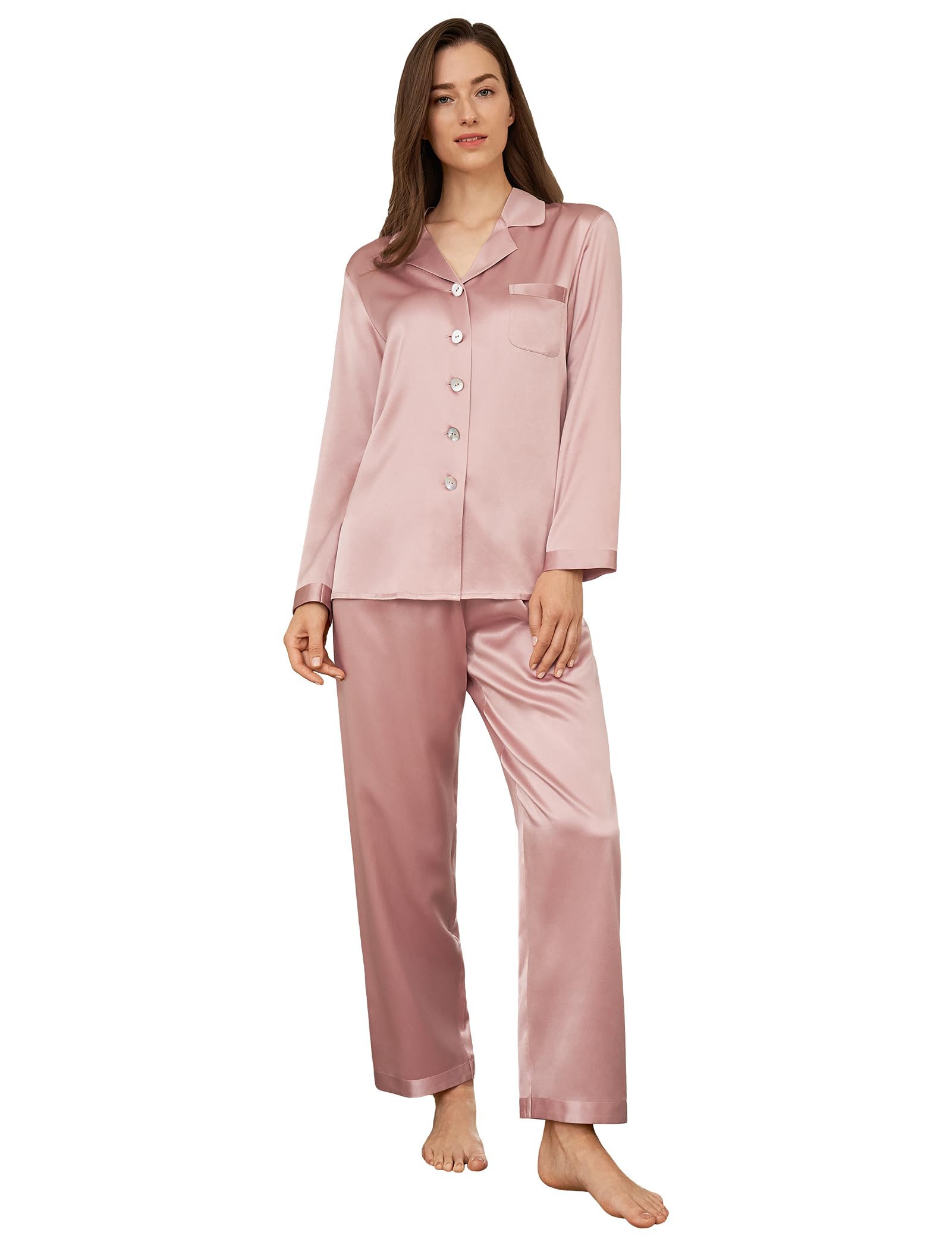 

Lily Silk Pajamas Silk Top and Bottom Set High Quality Silk Perfect as a Gift Comfortable OEKO Certified Pink Size [LilySilk] Women s 100% [22