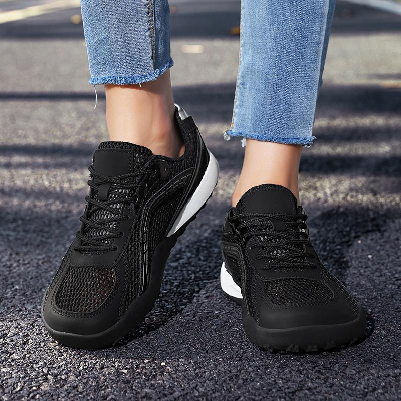 TUINANLE Couple Unisex Wide Toe Sneakers Breathable Mesh Lightweight Black All Day Comfort Casual Walking Shoes for Daily Outdoor