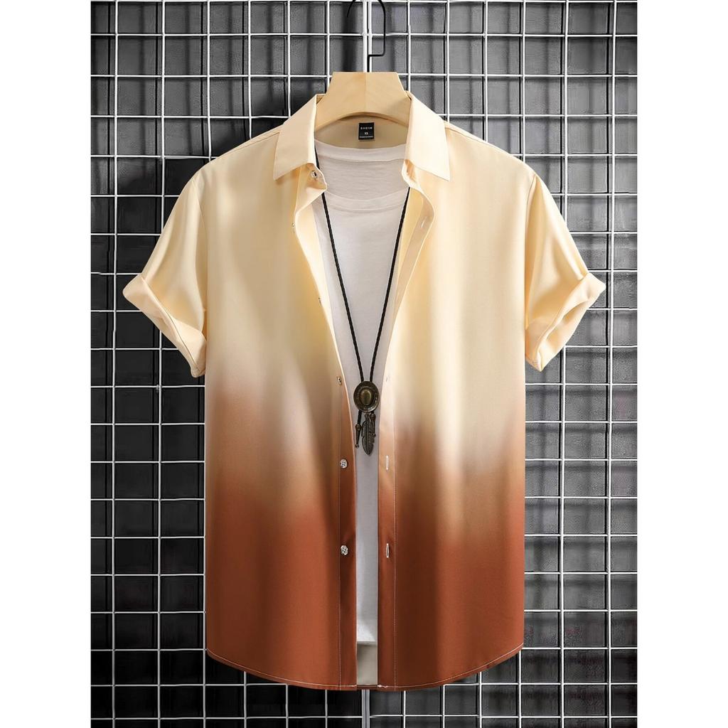 Men's Shirts, Summer Clothing, Gradient Design Patterns, 3D Printed Shirts, Short Sleeved Tops, Street Wear, Casual Hawaiian Shirts