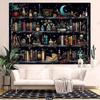 Mystic Bookshelf Tapestry Magic Library Illusion With Witchy Potions Black Cat Gothic Wall Art For Bedroom Study Hippie Gothic