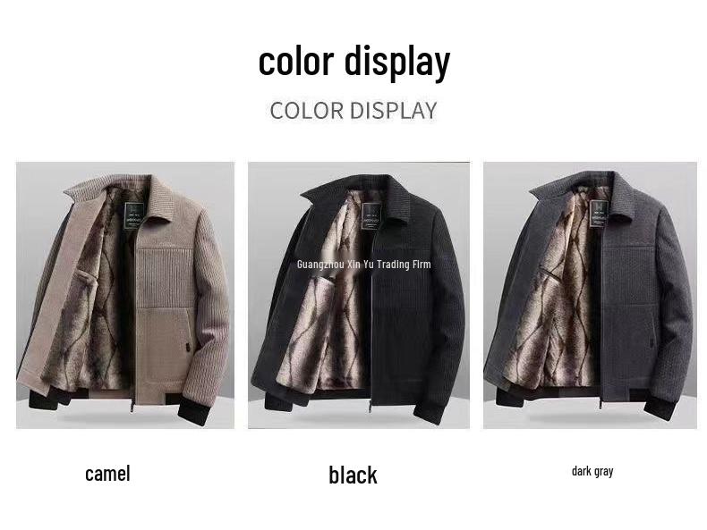 2025 Plus Velvet Corduroy Jacket for Middle-Aged Dads - Thick Winter Woolen Men's Casual Coat