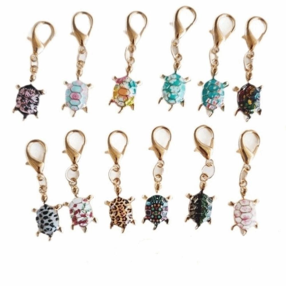 10/12pcs DIY Charms Turtle Key Chain Metal Mini Tortoise Pendant Tortoise Keychains  Small Gifts