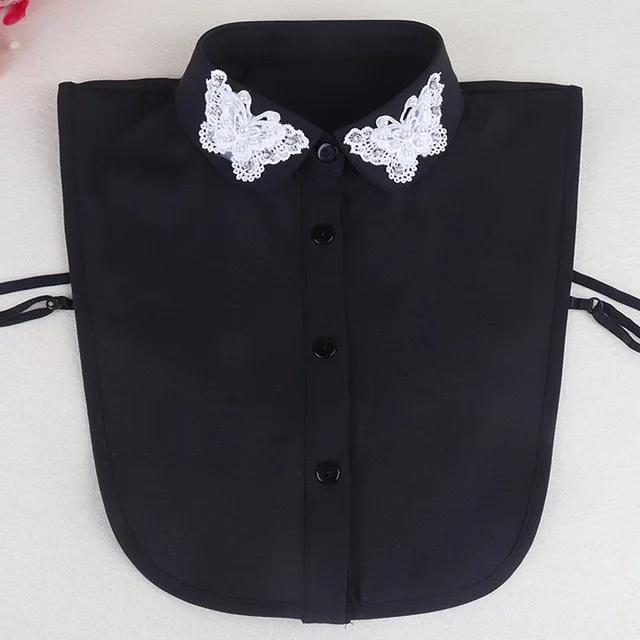 Fashion Ladies Fake Collar for Women Chiffon Fake Collar Rhinestone False Collar Lapel Detachable Button Half-Shirt Blouse Top