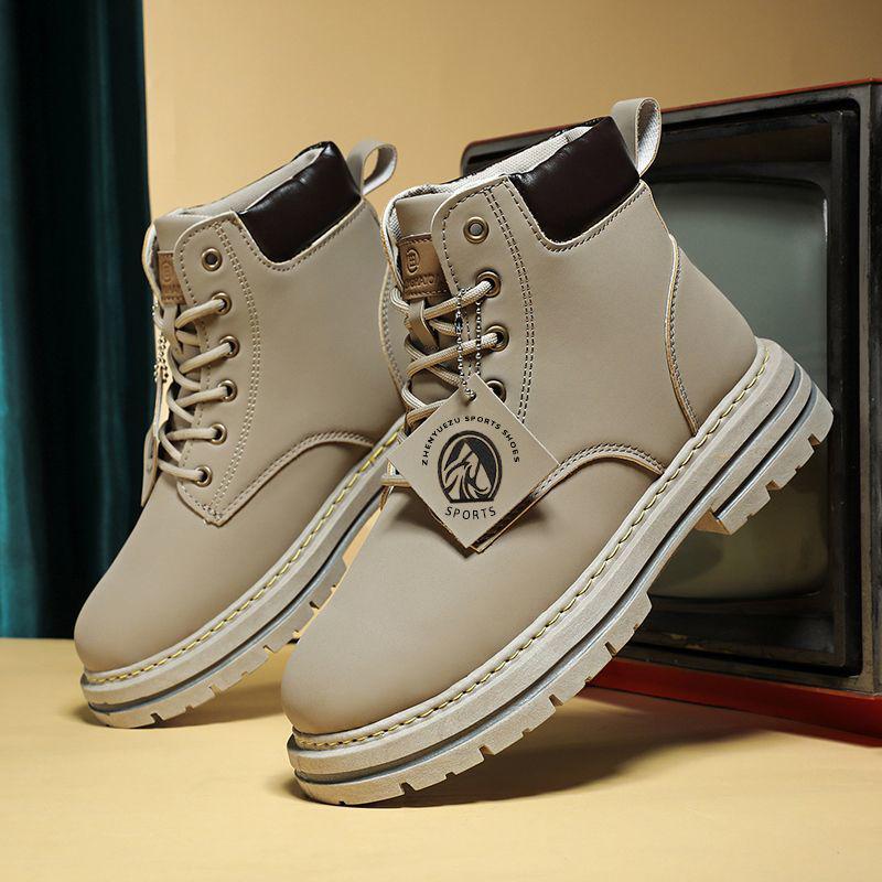 

Мужские осенне-зимние удобные нескользящие ботинки Мартин - Внутреннее увеличение роста, износостойкие мотоциклетные ботинки, корейский британский стиль 40