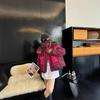 Printed high-end foreign style splicing down jacket women's short short winter design sense niche thickened jacket tide