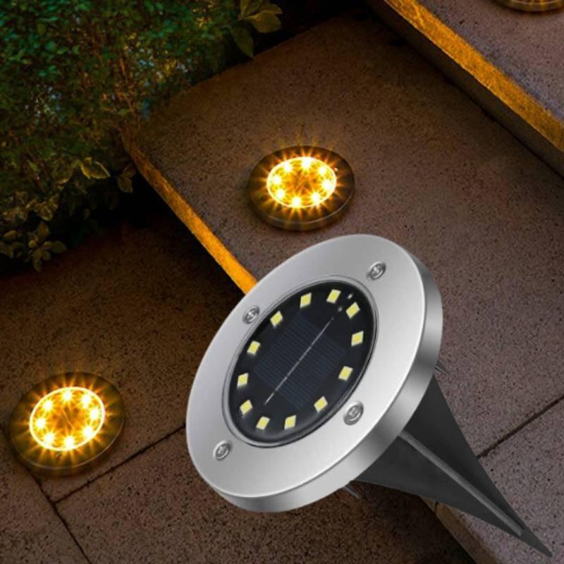 Outdoor Stainless Steel 8 Led Solar Ground Lights Waterproof For Garden Lawn Patio