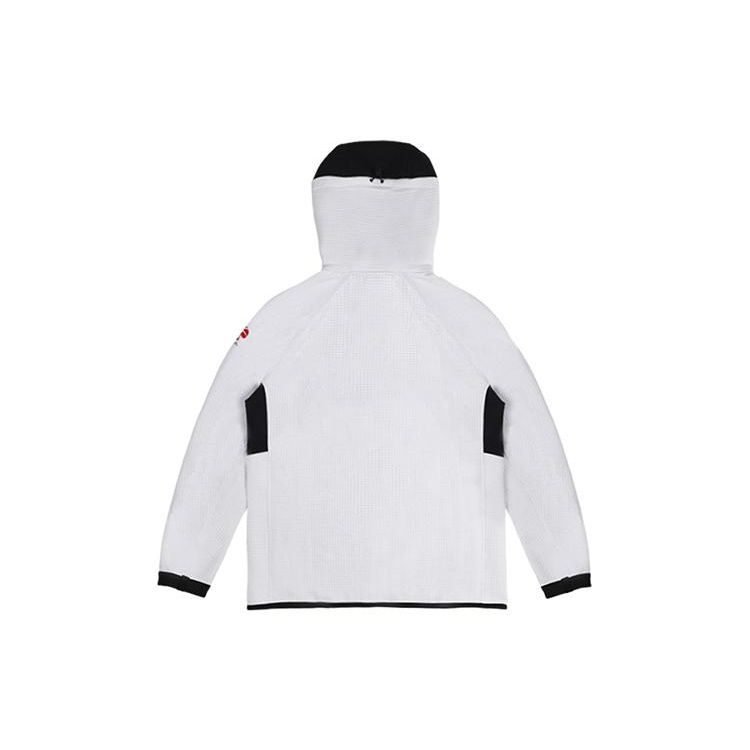 Li Ning CBA Series Ležérní sportovní mikina s kapucí na zip s dlouhým rukávem Pánské bundy Bílá AWDSJ33-2