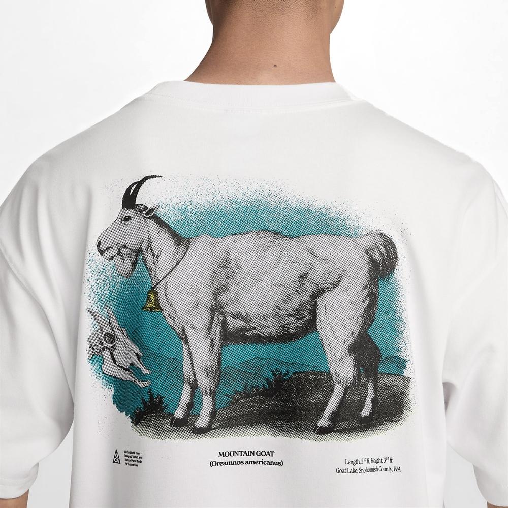 Nike ACG Dri-FIT Haft Literowy Wzór Zwierzęcy Szybkoschnący Nadrukowany T-shirt z Okrągłym Dekoltem Męski Top Mountain-White FV3493121