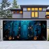 Halloween Garage Door Cover Terrifying Skull Lantern Background Banner Outdoor Waterproof Decoration Mural Backdrop Cover