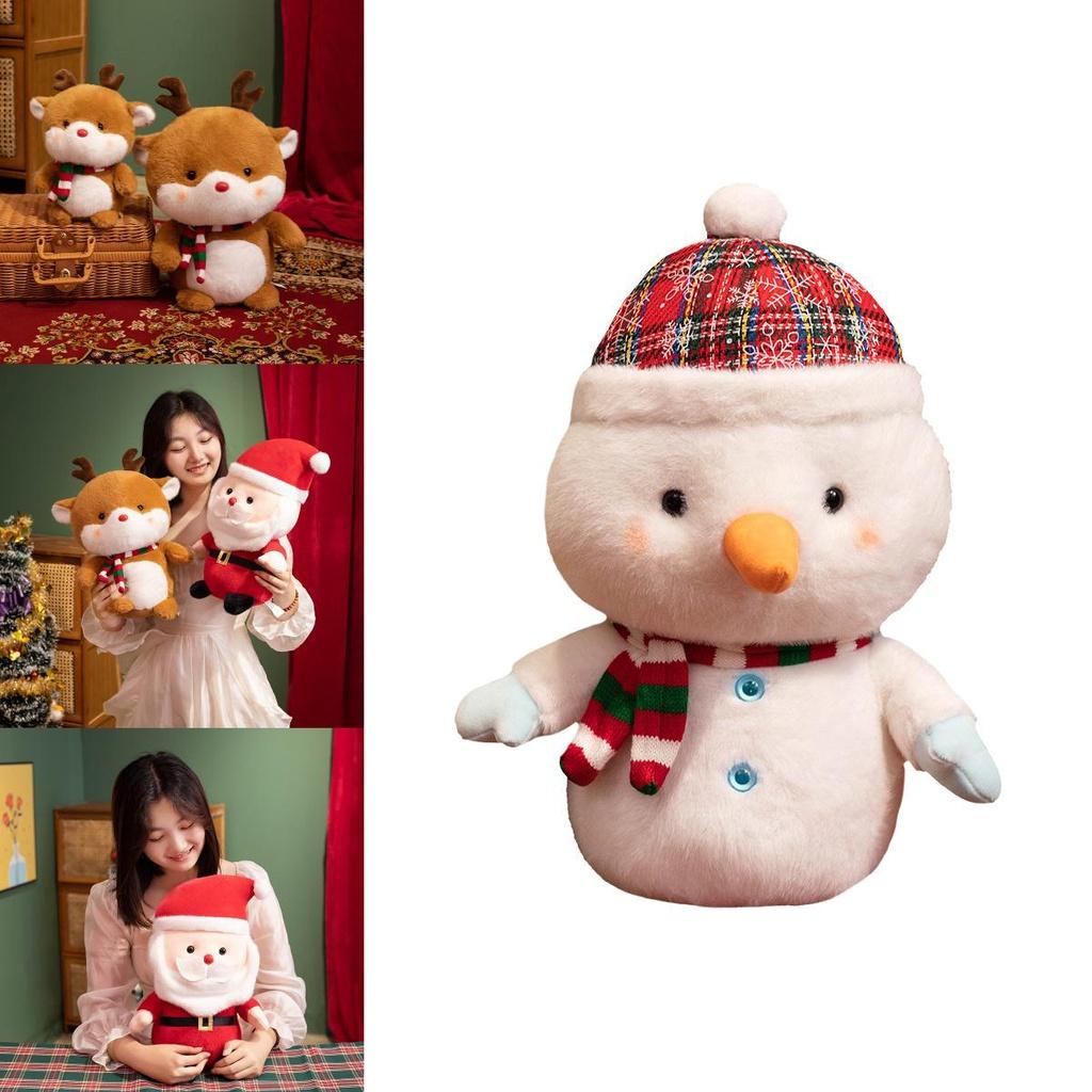 Cute Christmas Teddy Bear Plush Toy Cartoon Style Santa Claus Christmas Reindeer Snowman 25cm/38cm 0.15kg/0.37kg