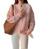 Spring and Autumn Short Twist Sweater Cardigan Women's Loose Lazy Wind Crew Neck Sweater Women's