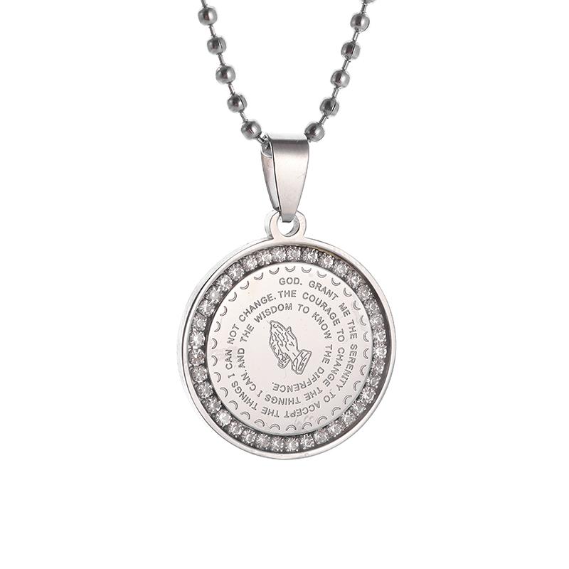 Quran Ayatul Kursi Round Stainless Steel Pendant Arabic God Messenger Necklace for Women Islamic Muslim Allah Amulet Jewelry