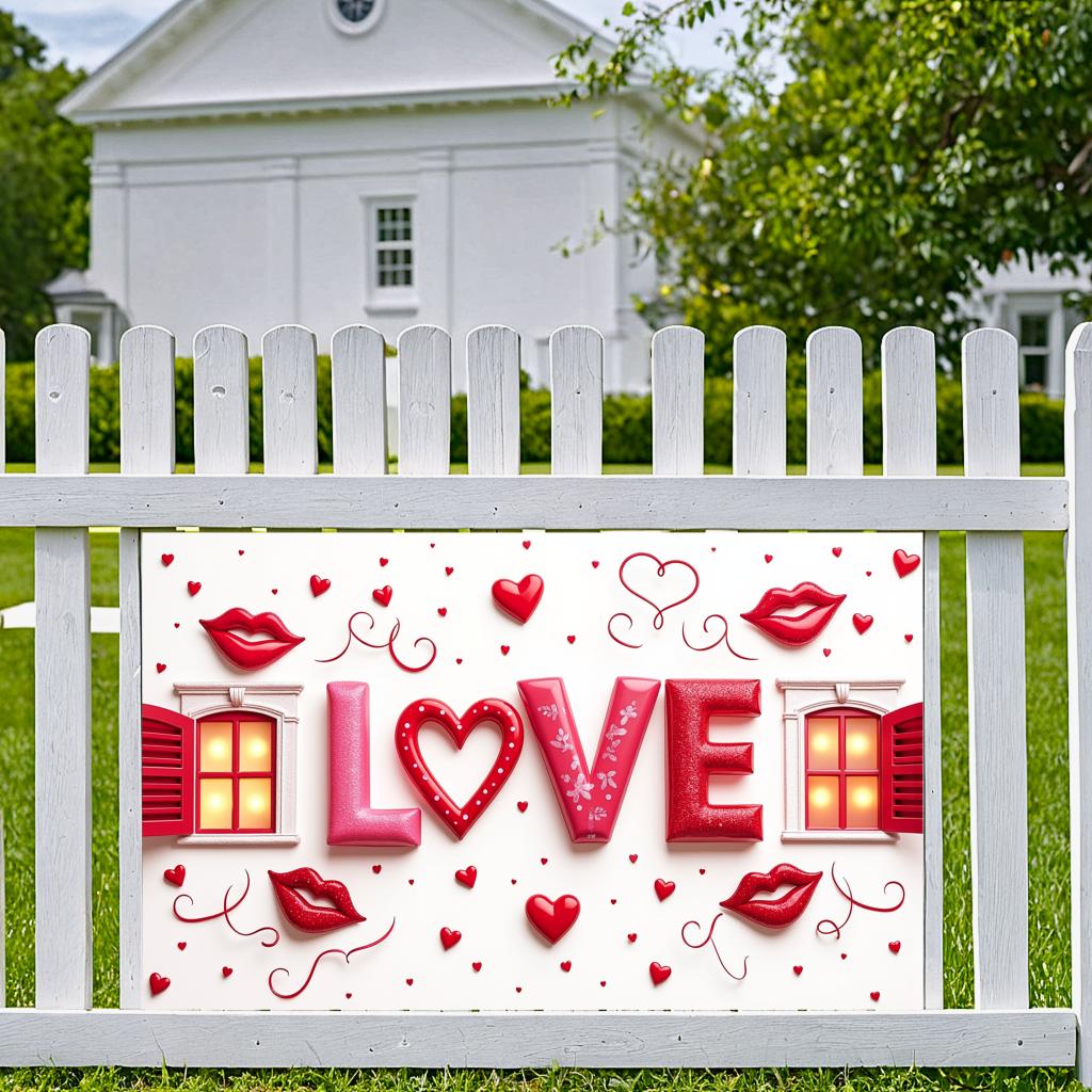 Fabric Background Customizable Reusable Romantic Backdrop Thematic Banner for Valentine's Day