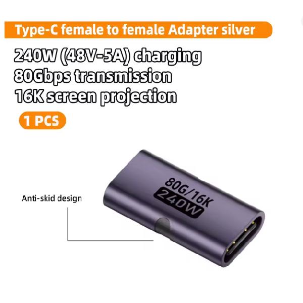 1-10pcs 240W PD USB C Female To Female Adapter 80Gbps High-Speed 16K 60Hz Video for MacBook Pro Air IPad Type-C HUB Converter