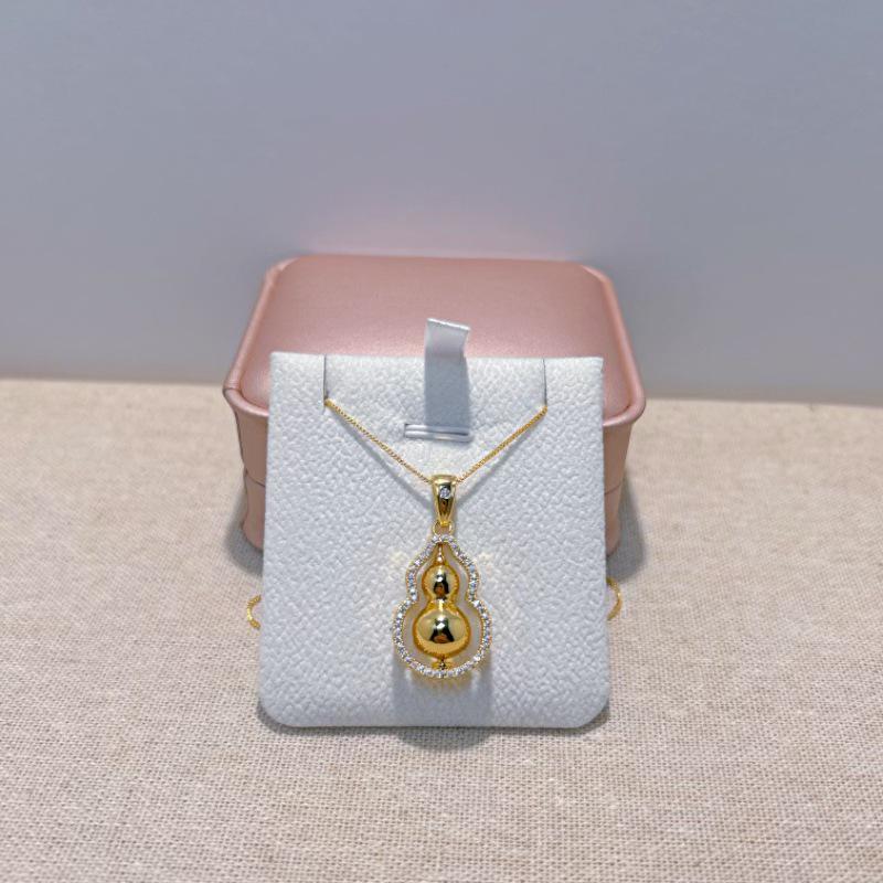 Wei Xue Vergoldete drehbare Kürbis-Anhänger Halskette mit Diamanten - Elegantes Geschenk für Freundin