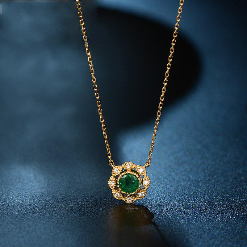 Lindon luksusowy naszyjnik z biżuterią ze szmaragdową cyrkonią wisiorek dla kobiet prezenty ślubne złoty kolor