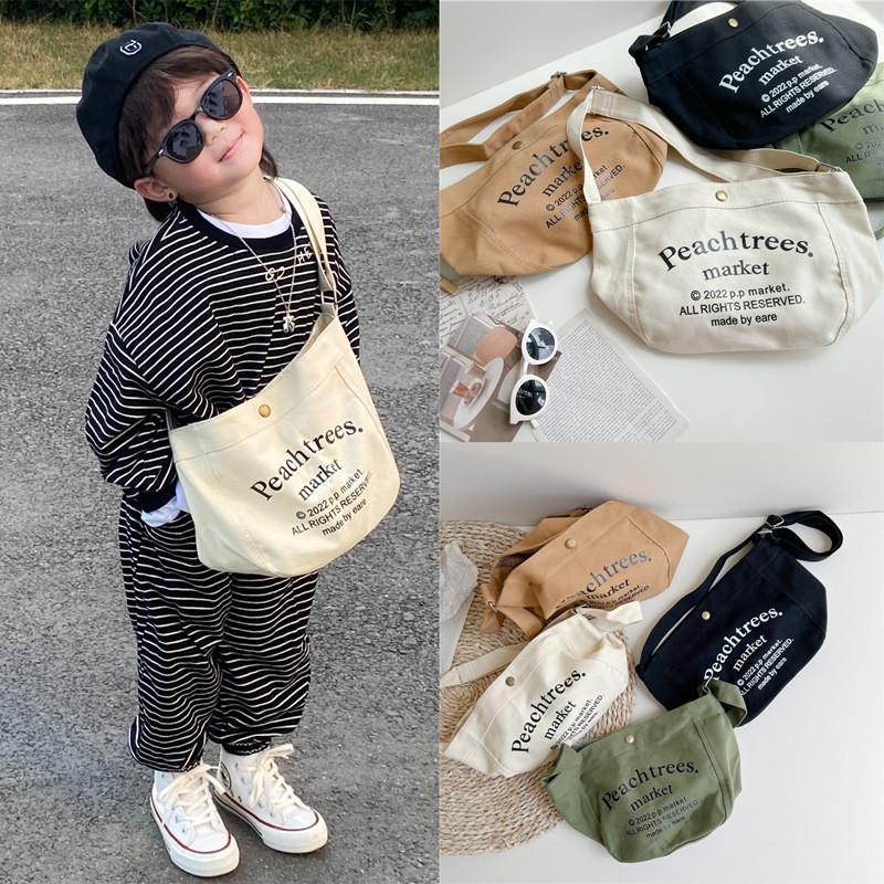 Pattern Children Letter Canvas Shoulder Bag With Large Capacity For Casual Daily