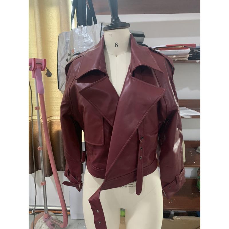 Giacca Biker Vintage da Donna con Risvolto in Pelle, Polsini Regolabili, Primavera e Autunno