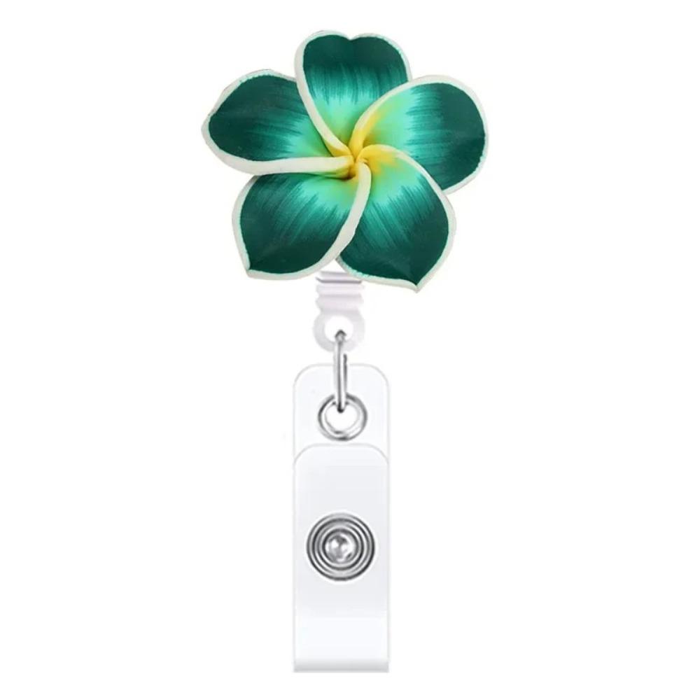 New Polymer Clay Badge Reel Card Holder Flower Shape Retractable ID Card Badge Clip Name Tag Badge Reels Nurse Supplies