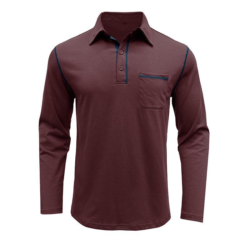 Long-sleeved T-shirt for men New style business polo shirt with collar Men's top