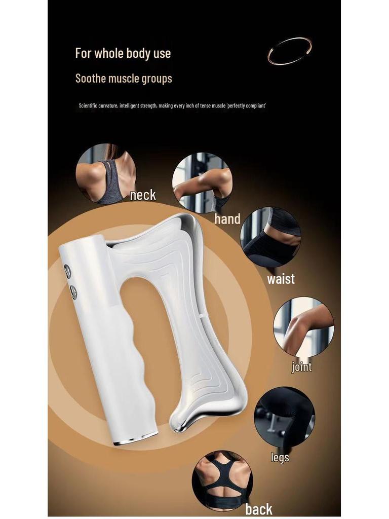 Multi-functional Gua Sha Electric Muscle Massage Gun with EMS Vibration for Fitness and Soreness Relief