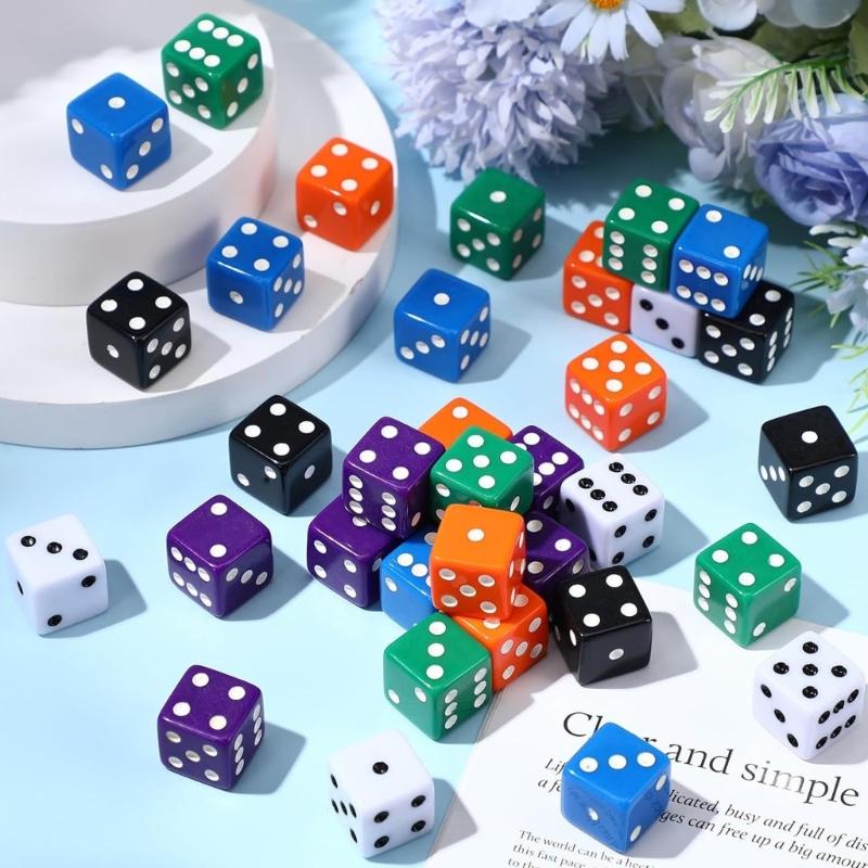 Casinos Theme Party Dices 19Mm Number Marker Set, 36 Acrylic Assorted Counters Large Opaque Dices Bulk for Board Game Birthday Theme Party Supply