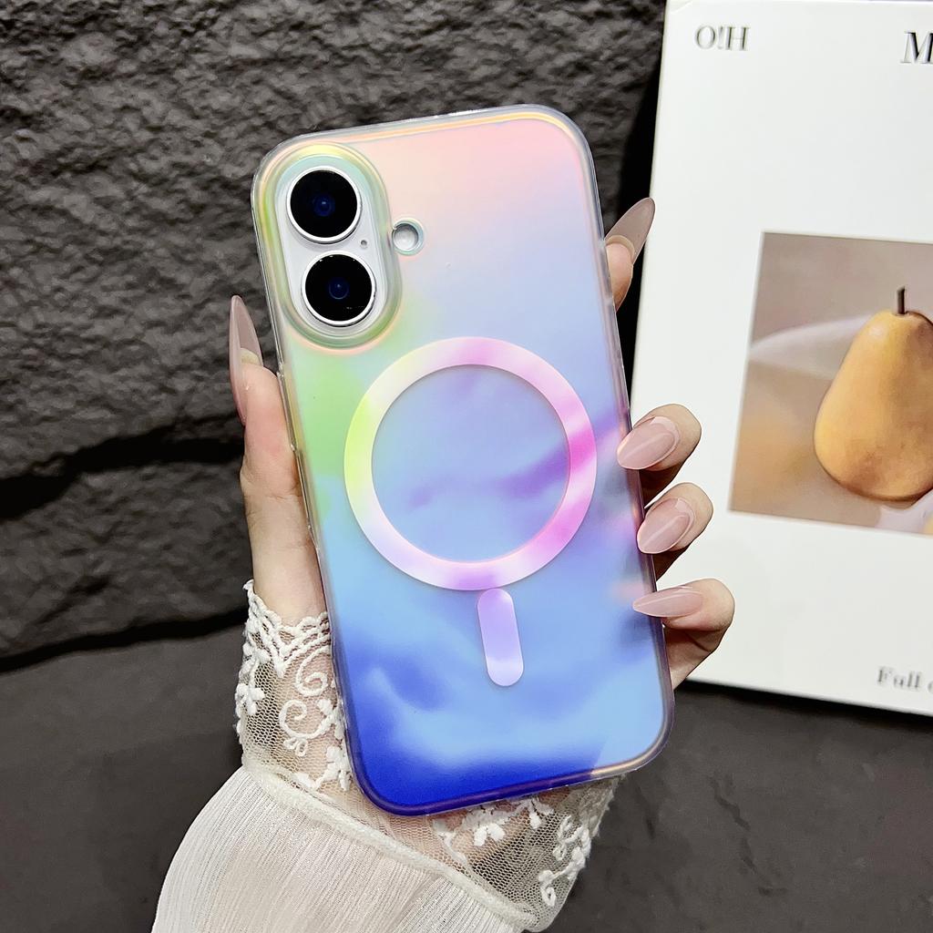 For iPhone 16 Case Compatible with MagSafe Ink Painting IMD PC+TPU Phone Cover
