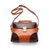 IJUN Vintage Mini Shoulder Bag for Women Handmade Leather Crossbody Size Small - Vegetable-Tanned Bag, (Brown-Orange)