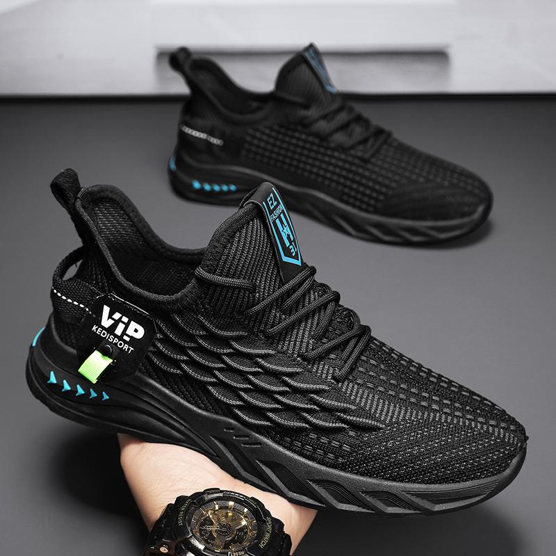 

Тканые летние мужские кроссовки на толстой подошве, повседневные, мягкая подошва, тонкая сетка, дышащая, из кокосовой скорлупы, спортивная обувь для пар 44 чёрный