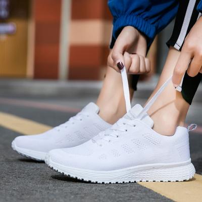 Damen Freizeitschuhe Mode Atmungsaktiv Walking Mesh Flache Schuhe Frau Weiße Sneaker Damen Tenis Feminino Damenschuhe