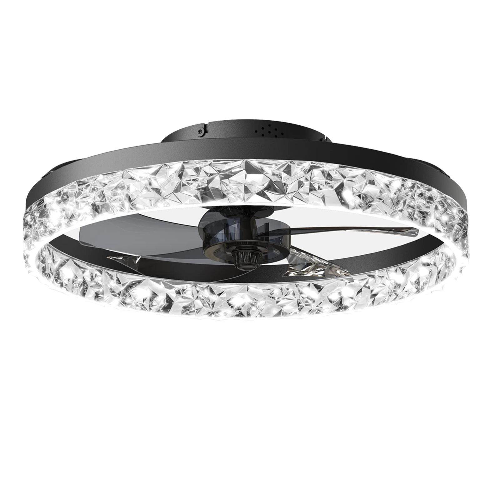 20-inch Crystal Ceiling Fan Light with Smart Remote - Modern Nordic Style