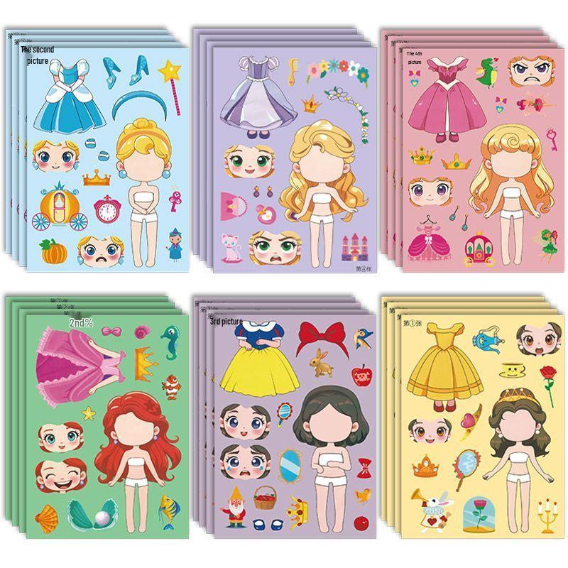Handmade Princess Dress-Up DIY Sticker Set for Kids