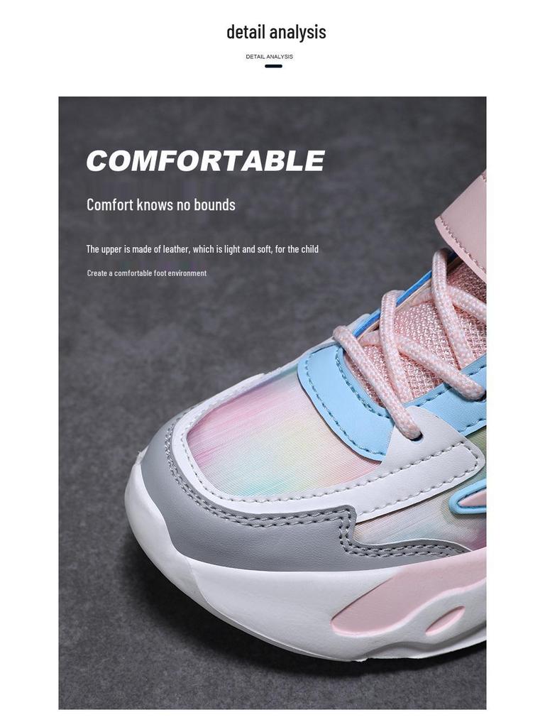 Girls' 2024 Autumn Non-Slip Leather Running Shoes - Soft Sole, Versatile, for Medium and Large Children