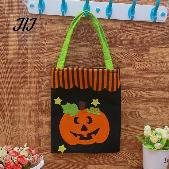 Lightweight Portable Gift Pouches Halloween Candy Bags, Non-Woven Trick or Treat Tote Bags with Handles, Festive Snack Storage Cute Black Cat Pumpkin