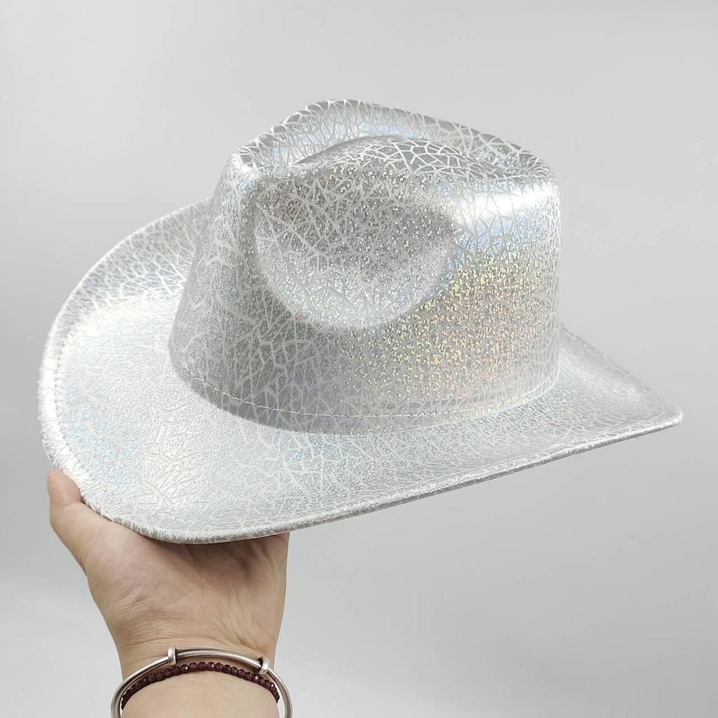 Color Blocks Laser Cowboy hat Western cowboy men and women retro party stage party Cowboy hat outdoor knight hat Wholesale