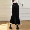 Autumn Winter Corduroy Women Clothing Elegant Mermaid Skirt High Waist Bag Hip Solid Color Aesthetic England All Match Skirt
