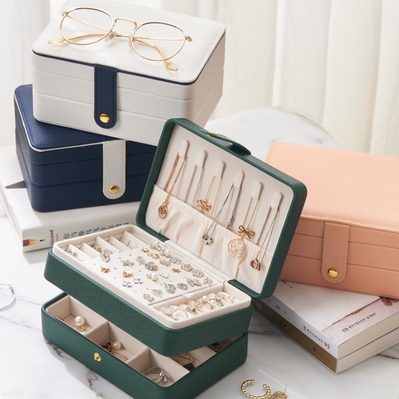 Fashion Style Jewelry Packaging Box Personalized Leather Jewelry Box Luxury Three Layers Travel Display Showcases Holiday Gifts