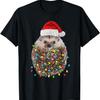 Cute Hedgehog Santa Hat Chritmas Lights T-Shirt