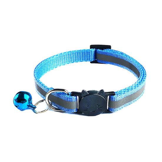 Pets Dog Bell Night Safety Reflective Collar Cat Head Buckle Necklace Neck Strap