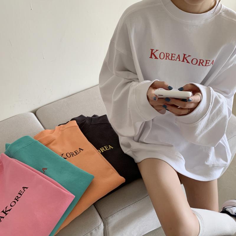 Dame Lyseblå Retro Street Style Koreansk Løs Genser