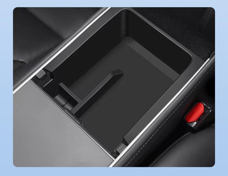 Center Console Storage Box for Model 3/Y - Non-Destructive Installation with Hidden Armrest Screen