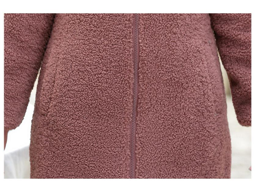 Women's Lamb Wool Winter Coat: Stylish, Warm Hooded Jacket for Middle-aged & Elderly