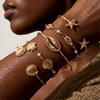 5Pcs Metal Starfish Shell Bracelets Set for Women Multilayer Boho Conch Scallop Stackable Bangles Summer Beach Party Jewelry