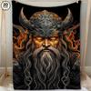 1pc Viking Warrior Throw Blanket - Dark To Orange-Ombre Flannel - Ultra-Soft All-Season Couch, Bed, Travel, Camping - Norse Deco