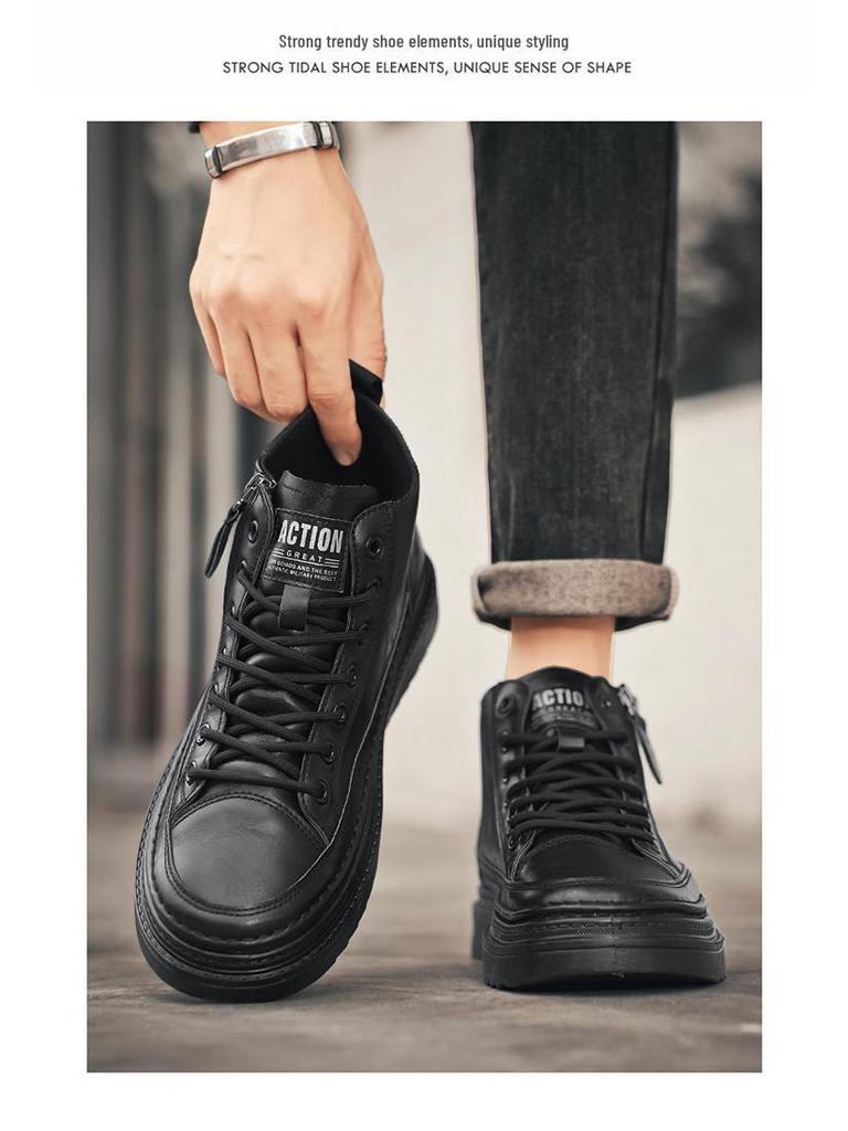 Men's Versatile High-Top Autumn Martin Boots: Non-Slip Casual Leather Work Shoes